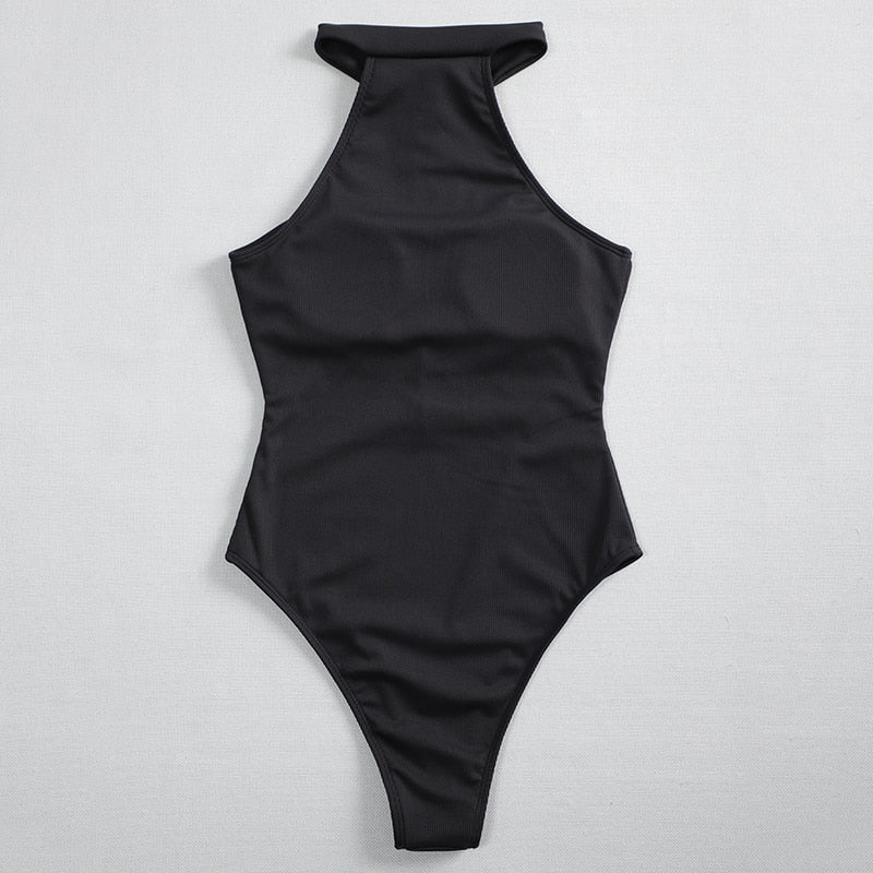 High neck Zipper Swimwear One Piece Swimsuit monokini High cut Trikini Ribbed Bathing Suit Swim Bodysuit The Clothing Company Sydney