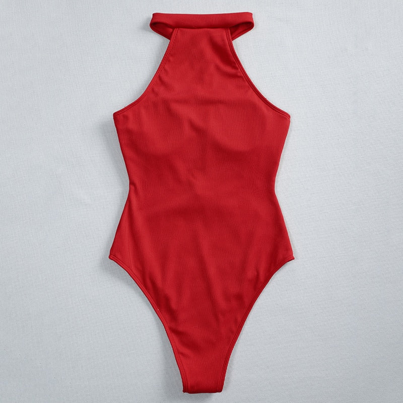 High neck Zipper Swimwear One Piece Swimsuit monokini High cut Trikini Ribbed Bathing Suit Swim Bodysuit The Clothing Company Sydney