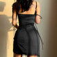 Strappy Satin Ruched Black Mini Lace Spliced Side Split Sundress Backless Dresse The Clothing Company Sydney