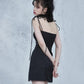 Strappy Satin Ruched Black Mini Lace Spliced Side Split Sundress Backless Dresse The Clothing Company Sydney