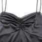 Strappy Satin Ruched Black Mini Lace Spliced Side Split Sundress Backless Dresse The Clothing Company Sydney