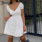 V Neck Fashion Ruched Short Sleeve Summer Causal Dresses A-Line Frills Sundress Mini Dress The Clothing Company Sydney