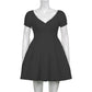 V Neck Fashion Ruched Short Sleeve Summer Causal Dresses A-Line Frills Sundress Mini Dress The Clothing Company Sydney