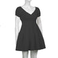 V Neck Fashion Ruched Short Sleeve Summer Causal Dresses A-Line Frills Sundress Mini Dress The Clothing Company Sydney