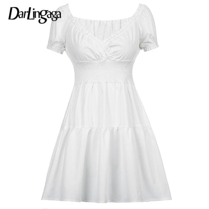 V Neck Fashion Ruched Short Sleeve Summer Causal Dresses A-Line Frills Sundress Mini Dress The Clothing Company Sydney