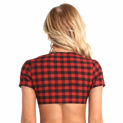 Cosplay Schoolgirl Costume Outfit Short Sleeve Night Clubwear Deep V Crop Top Pleated Mini Skirt The Clothing Company Sydney