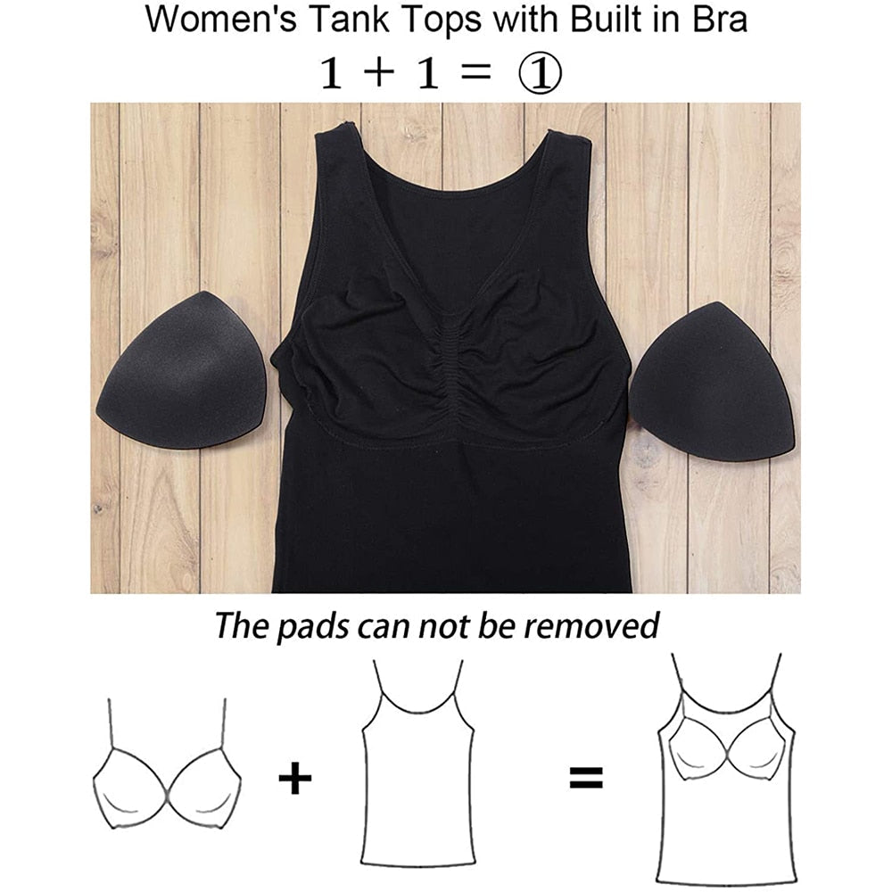 Tank Tops with Built in Bra Shelf Bra Casual Wide Strap Basic Camisole Sleeveless Top Body Shaper with Removable Bra Shapewear The Clothing Company Sydney