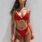 Triangle Solid Bathing Suit Swimwear Summer Beach Wear Low Waist Red Swimsuit Bikini Set The Clothing Company Sydney