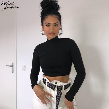 Cotton mix hollow out sexy tshirt bandage backless long sleeve tops slim bodycon streetwear The Clothing Company Sydney