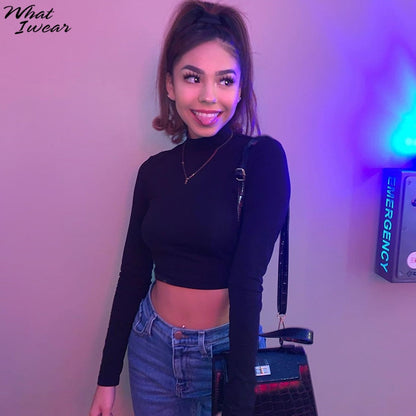 Cotton mix hollow out sexy tshirt bandage backless long sleeve tops slim bodycon streetwear The Clothing Company Sydney