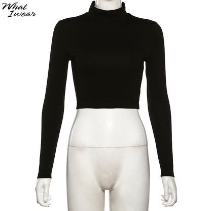 Cotton mix hollow out sexy tshirt bandage backless long sleeve tops slim bodycon streetwear The Clothing Company Sydney