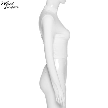 Cotton mix hollow out sexy tshirt bandage backless long sleeve tops slim bodycon streetwear The Clothing Company Sydney