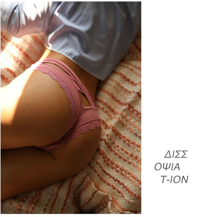 Lace Low-waist Solid Brief Underwear Ladies Cross Strap Hollow out Lingerie G String Underpants Panties The Clothing Company Sydney