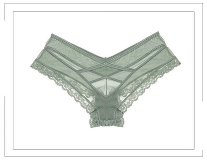 Lace Low-waist Solid Brief Underwear Ladies Cross Strap Hollow out Lingerie G String Underpants Panties The Clothing Company Sydney
