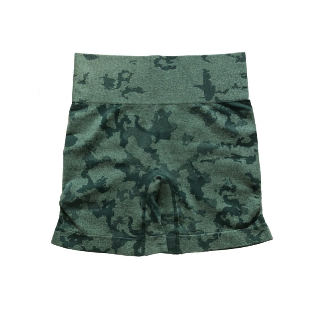 Camo Seamless Shorts High Waist Booty Gym Shorts Workout Short Fitness Ribbed Waist Running Shorts The Clothing Company Sydney