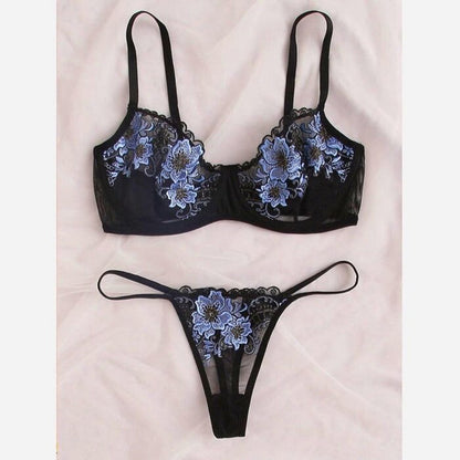 2 piece Floral Embroidery Lace Underwear Set Underwire Push Up Bra Underwear Lingerie Set The Clothing Company Sydney