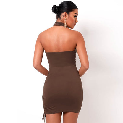 Halter Sexy Mini Summer Clothing Cross Bandage Hollow Out Party Fashion Slim Sleeveless Off Shoulder Dress The Clothing Company Sydney