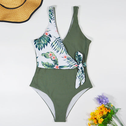 Patchwork Print One Piece Swimsuit Closed Swimwear Push Up Body Swimming Bathing Suit Beach Pool Bather The Clothing Company Sydney