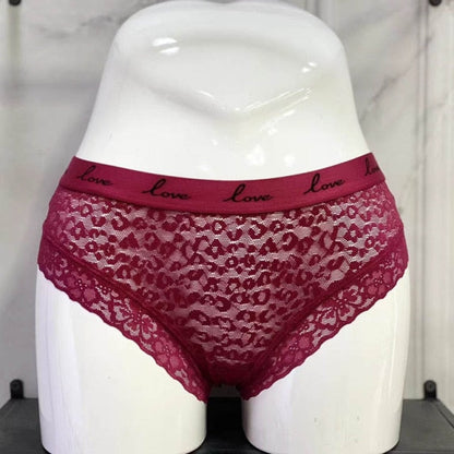 Lace Panties Low-waist Underwear  G String Transparent Lingerie LOVE Letter Embroidery Intimates Briefs The Clothing Company Sydney