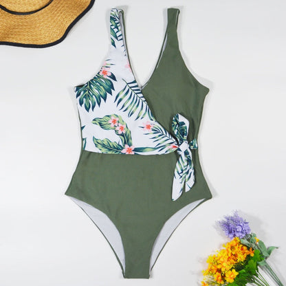 Patchwork Print One Piece Swimsuit Closed Swimwear Push Up Body Swimming Bathing Suit Beach Pool Bather The Clothing Company Sydney