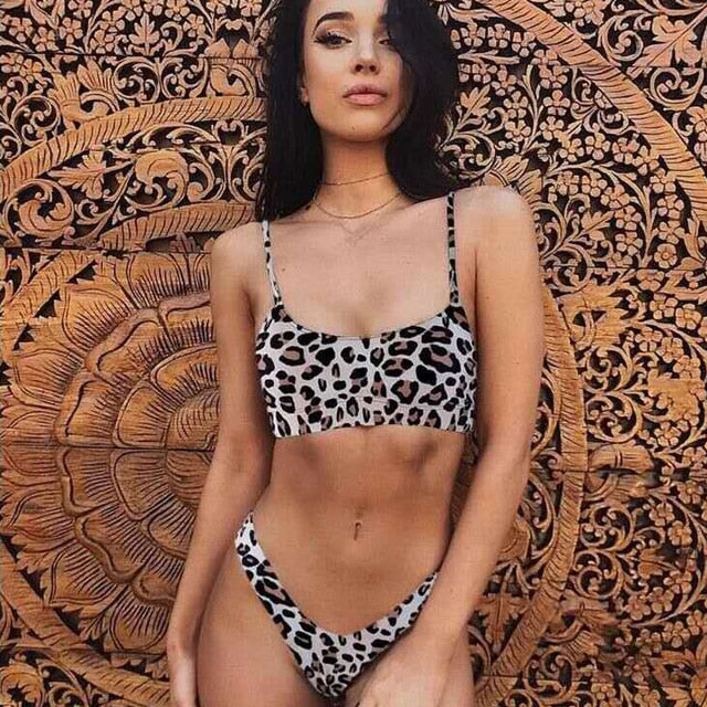 2 Piece Swimwear Beach Bikini Leopard Beachwear BathingSuit Snakeskin Push Up Swimsuit Bikini Set The Clothing Company Sydney