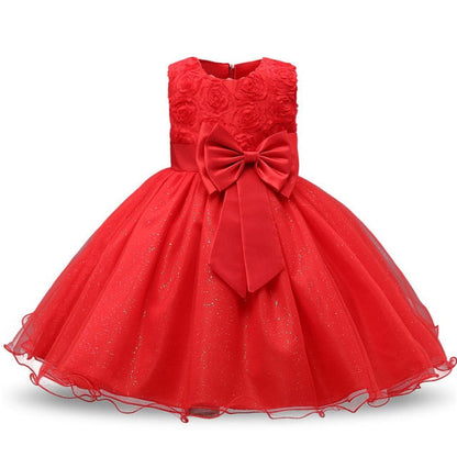 Elegant Princess Lace Dress Kids Flower Embroidery Girls Vintage Children Dresses for Christmas Party Red Ball Gown The Clothing Company Sydney