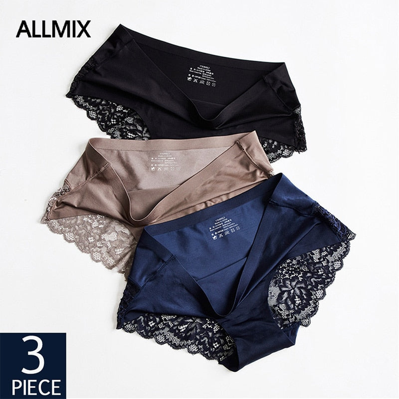 3 Pack Hollow Out Women's Panties Ice Silk Underwear Seamless Solid Sports Briefs Low Waist Underpants Lingerie Set The Clothing Company Sydney