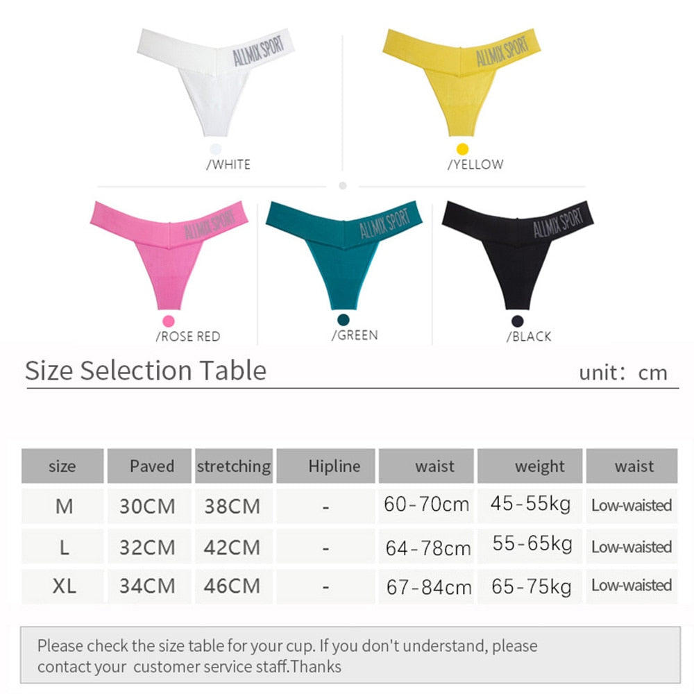 3 Pack Women's Cotton T-Back Panties Set Underwear Seamless Letter Solid Thongs G-String Low Waist Lingerie The Clothing Company Sydney