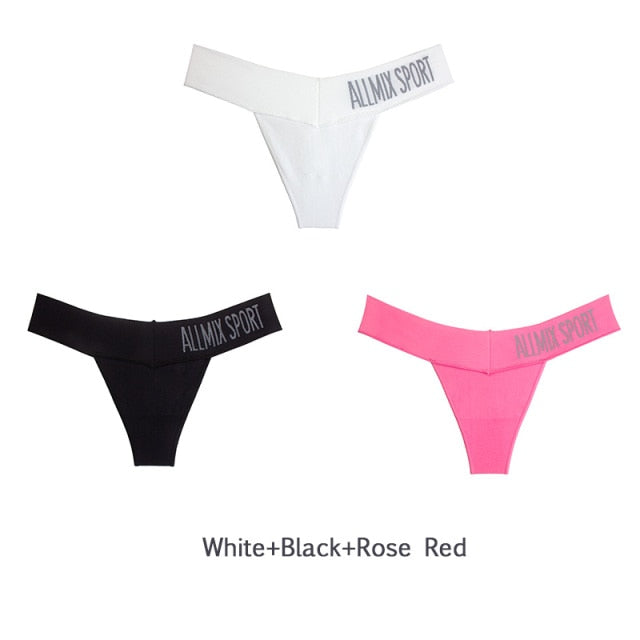 Cheap Women Low Waist Thongs Cotton Letter Underwear T-back