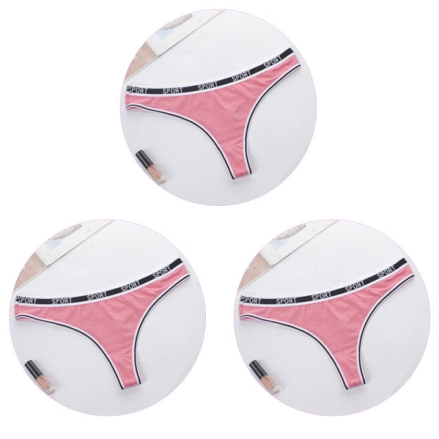 3 Pack G-string Women Panties Cotton Breathable Low Rise Ladies Underwear Solid T-Back Sport Thongs The Clothing Company Sydney