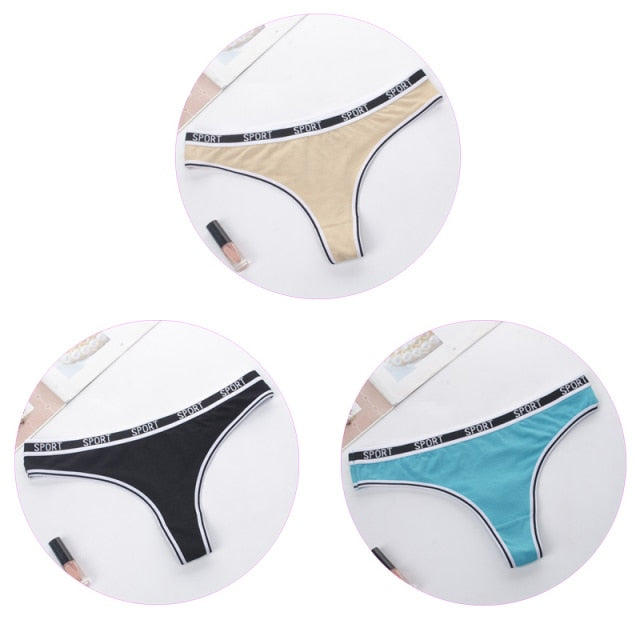3 Pack G-string Women Panties Cotton Breathable Low Rise Ladies Underwear Solid T-Back Sport Thongs The Clothing Company Sydney