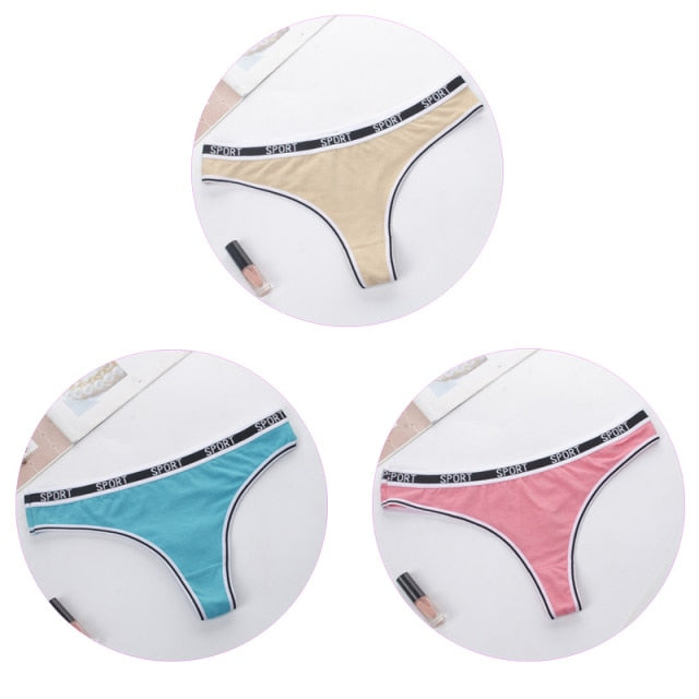 3 Pack G-string Women Panties Cotton Breathable Low Rise Ladies Underwear Solid T-Back Sport Thongs The Clothing Company Sydney