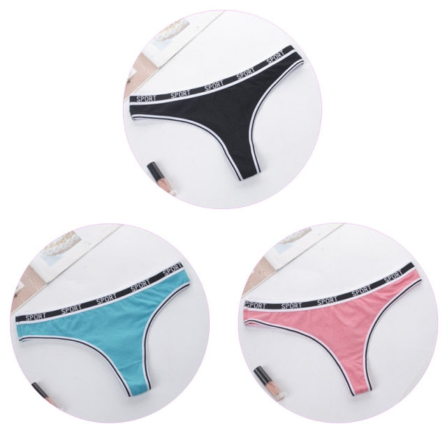 3 Pack G-string Women Panties Cotton Breathable Low Rise Ladies Underwear Solid T-Back Sport Thongs The Clothing Company Sydney