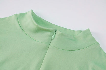 Solid zipper bodysuit stretch long sleeve bodycon sexy streetwear autumn winter body basic sporty active wear The Clothing Company Sydney