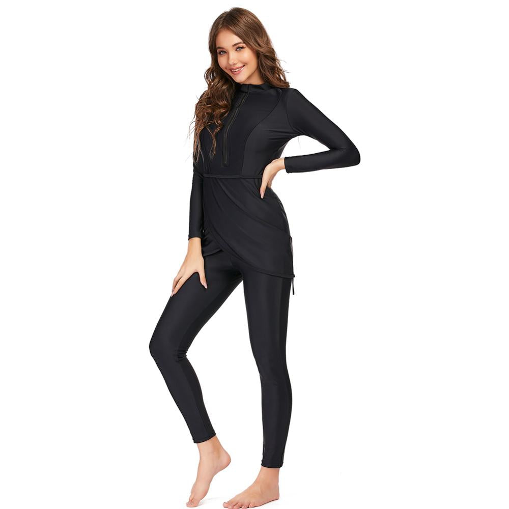 2 Piece Long sleeve solid black Swimwear Full Body Swimsuit The Clothing Company Sydney