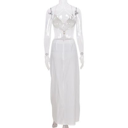 Straps Backless Split Maxi Summer Holiday Elegant Cut Out Sleeveless Evening Club Party Solid Dress The Clothing Company Sydney