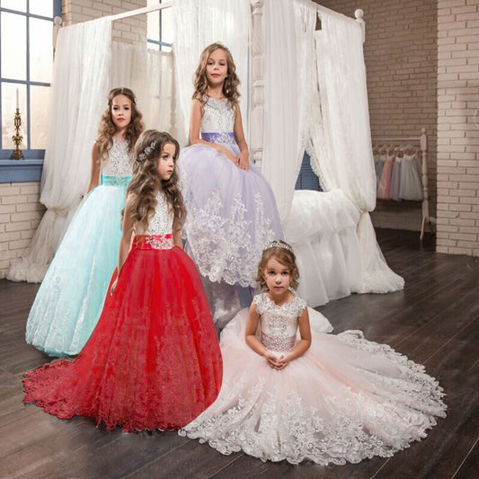 Princess Girls Formal Party Kids Long Flower Dress Wedding Evening Party Prom Ball Gown The Clothing Company Sydney