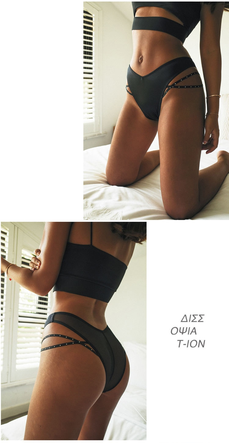 Low-waist Satin Bandage Underwear Hollow Out G String Lingerie Seamless Underpants Intimates Panties The Clothing Company Sydney