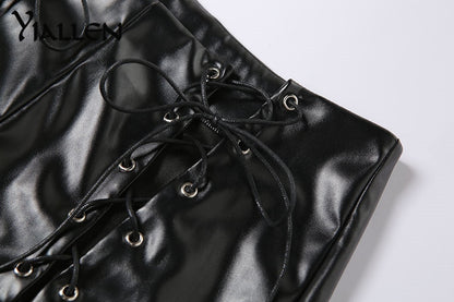 Faux PU Leather High Waist Bandage Pants Hipster Street Style Long Trousers The Clothing Company Sydney