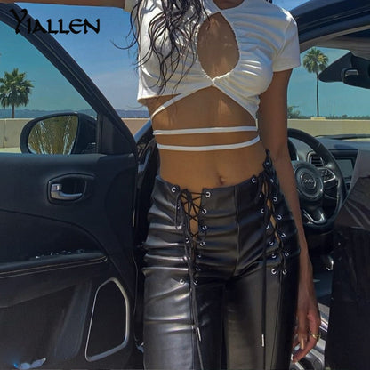 Faux PU Leather High Waist Bandage Pants Hipster Street Style Long Trousers The Clothing Company Sydney