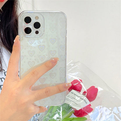 Fashion Gradient Laser Love Heart Pattern Clear Phone Case For iPhone 11 13 12 Pro Max X XS XR 7 8 Plus SE Case The Clothing Company Sydney