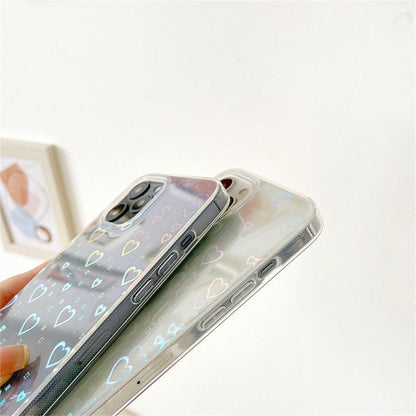 Fashion Gradient Laser Love Heart Pattern Clear Phone Case For iPhone 11 13 12 Pro Max X XS XR 7 8 Plus SE Case The Clothing Company Sydney