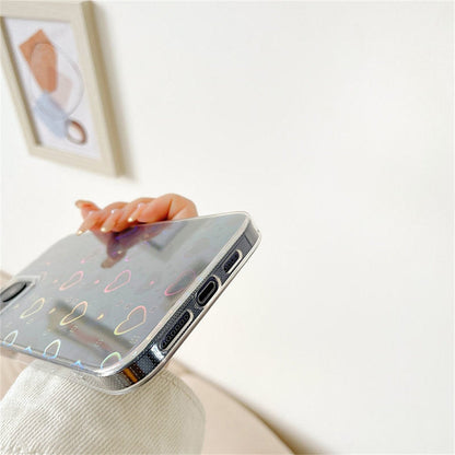 Fashion Gradient Laser Love Heart Pattern Clear Phone Case For iPhone 11 13 12 Pro Max X XS XR 7 8 Plus SE Case The Clothing Company Sydney