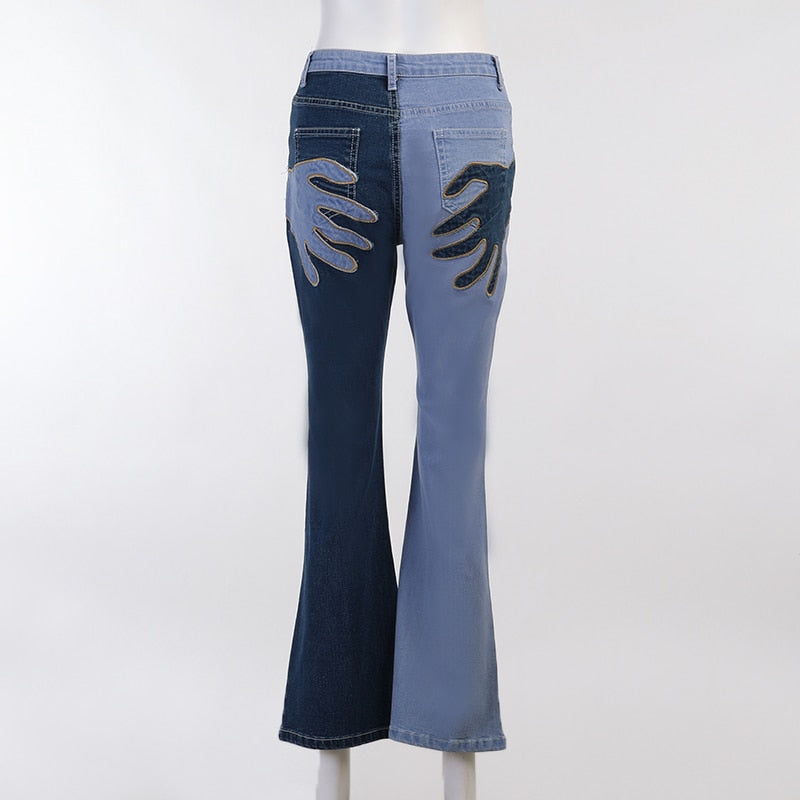 Flare Jeans Embroidery Trousers Y2K Casual Streetwear Denim Fashion Vintage  Patchwork Pants The Clothing Company Sydney