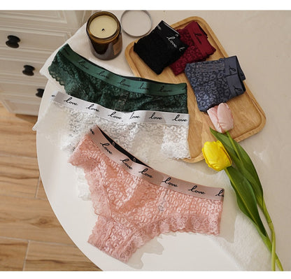Lace Panties Low-waist Underwear  G String Transparent Lingerie LOVE Letter Embroidery Intimates Briefs The Clothing Company Sydney