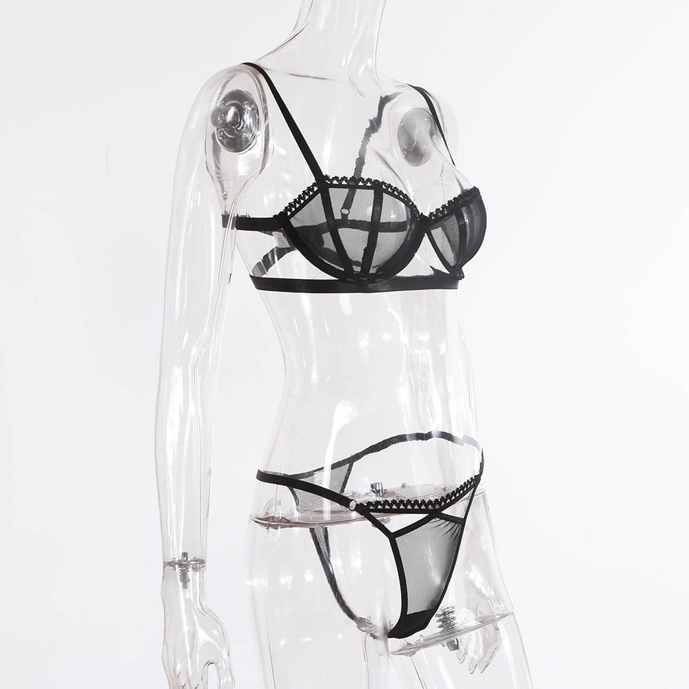 2 Piece Sensual Lingerie Set Push Up Bra Set Underwire Underwear Transparent Ultra-thin Bralette Set The Clothing Company Sydney