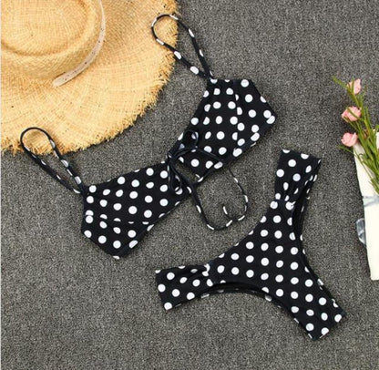 2 Piece Patchwork Leopard Polka Dot Bikinis Hollow Out String High Cut Swimwear Women Bathing Suit Printed Bikini Set The Clothing Company Sydney