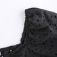 V Neck Ruffles Pleated Puff Sleeve Chic Black Summer Party Hollow Out Vintage Corset Dress The Clothing Company Sydney