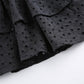 V Neck Ruffles Pleated Puff Sleeve Chic Black Summer Party Hollow Out Vintage Corset Dress The Clothing Company Sydney