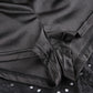 V Neck Ruffles Pleated Puff Sleeve Chic Black Summer Party Hollow Out Vintage Corset Dress The Clothing Company Sydney